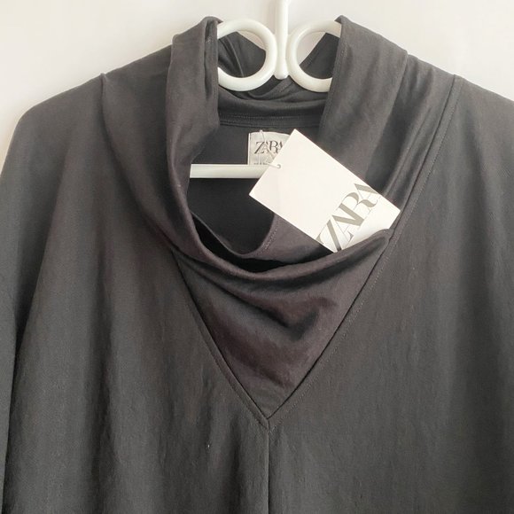 NEW WITH TAGS: Zara Cowl Neck Black Dress - Size: Small - Picture 3 of 4